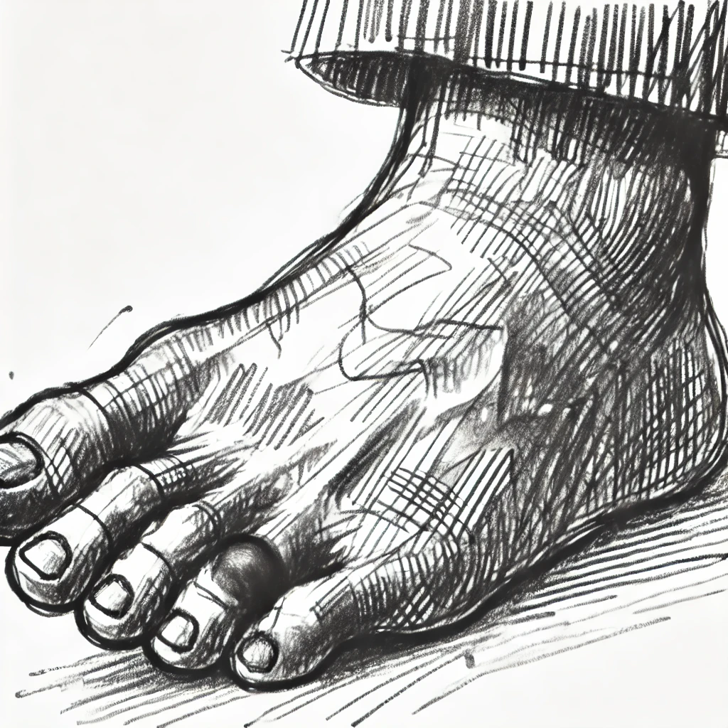 Sketch of a foot with gout